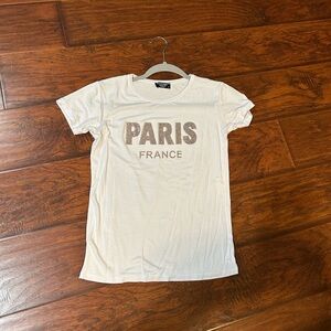 White T-Shirt with Paris France Print